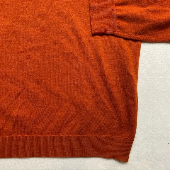 Banana Republic Extra Fine Italian Merino Sweater Men's L Burnt Orange Wool - Picture 3 of 12